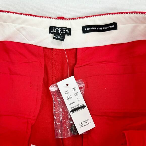 J Crew Womens Pleated Linen Wide Leg Trouser Pant Size 12 Red - Picture 7 of 14